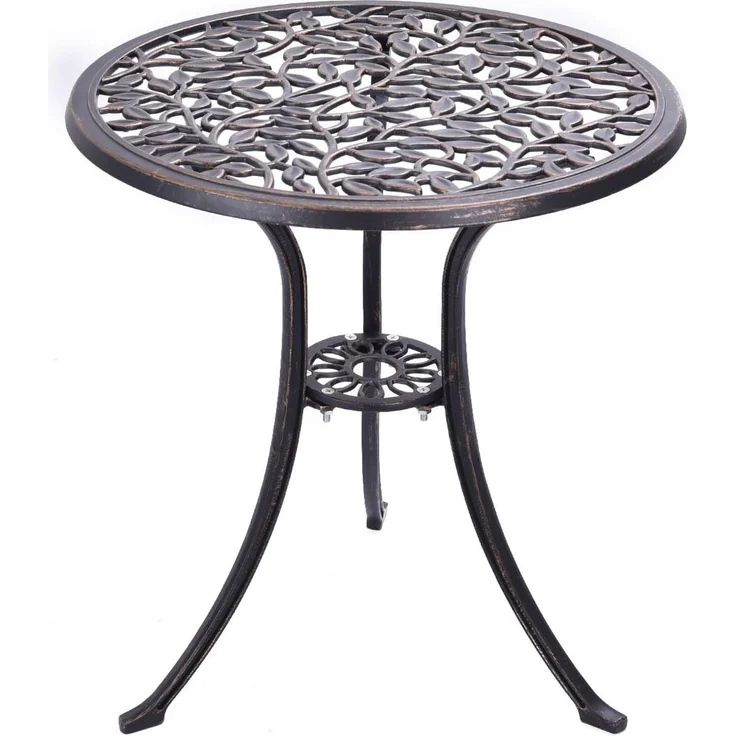 COSTWAY 3tlg. Antik Bistroset Sitzgruppe Balkonset Gartenset Sitzgarnitur Gartengarnitur Bistrotisch mit 2 Stühle Gartenmöbel Alu – Bild 8