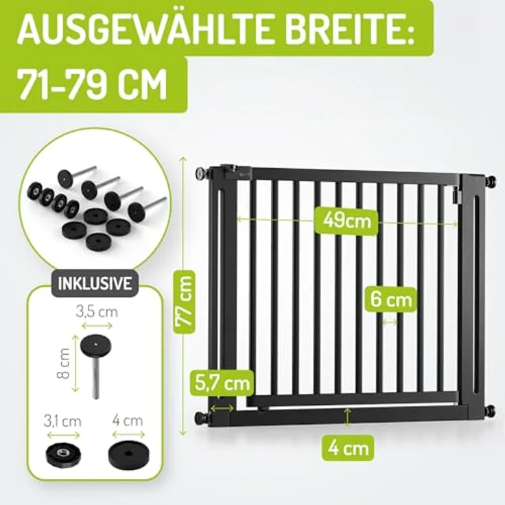 BOMI Türschutzgitter Miko PEFC geprüftes Buchenholz 63-161 | Ohne Bohren | 90° Stop |Tuerschutzgitter XXL Durchgang | Treppengitter zum Klemmen für Baby – Bild 3