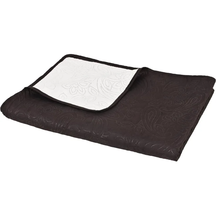 vidaXL gesteppte Tagesdecke, floral, zweiseitig, Mikrofaser /  PP-Baumwoll-Füllung, Creme / Braun, 220x240 cm