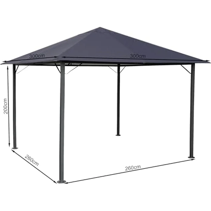 QUICK STAR Metall Garten Pavillon Nizza 3x3m, Antik Partyzelt Grau RAL 7012 mit 4 Seitenteilen und wasserabweisendem Dach – Bild 2