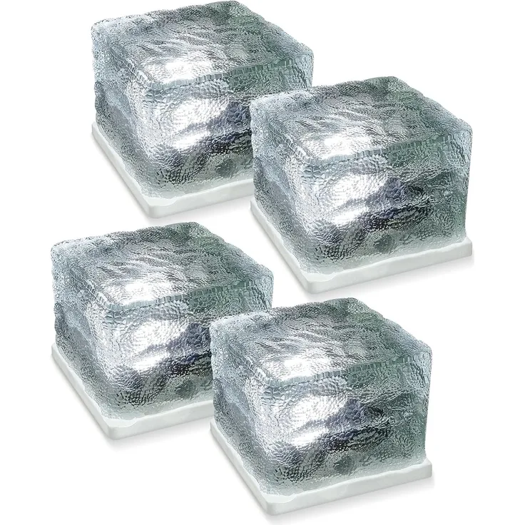 EAXUS LED Solarleuchte LED Eiswürfel Solar Cube Deko, LED fest integriert, Kaltweiß, Mit Dämmerungssensor