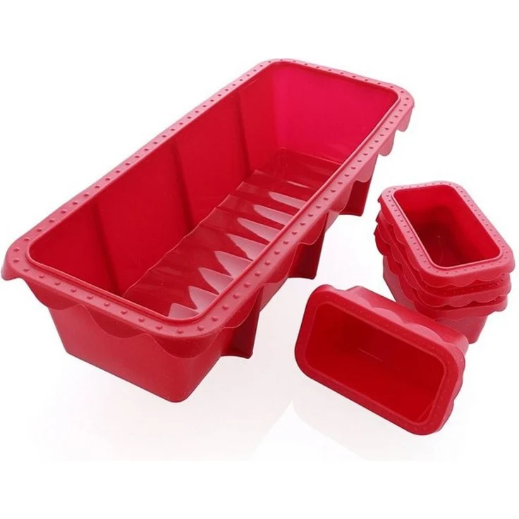 Coolinato Backform Coolinato Silikon Kastenform Set 5tlg, ROT, inkl. Rezepte – Bild 4
