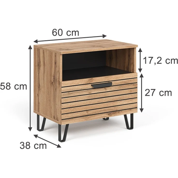 Nachttisch Amber Eiche Wotan 60 x 58 cm Vicco – Bild 2