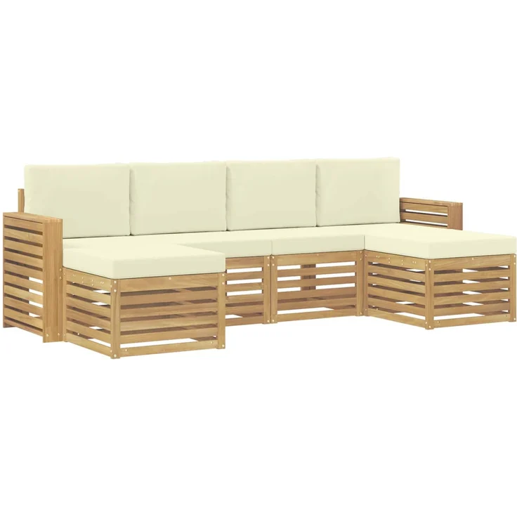 vidaXL Outdoor-Sofagarnitur 6 stk. 6-Sitzer Weiß und Creme Polyester 3392280 – Bild 2