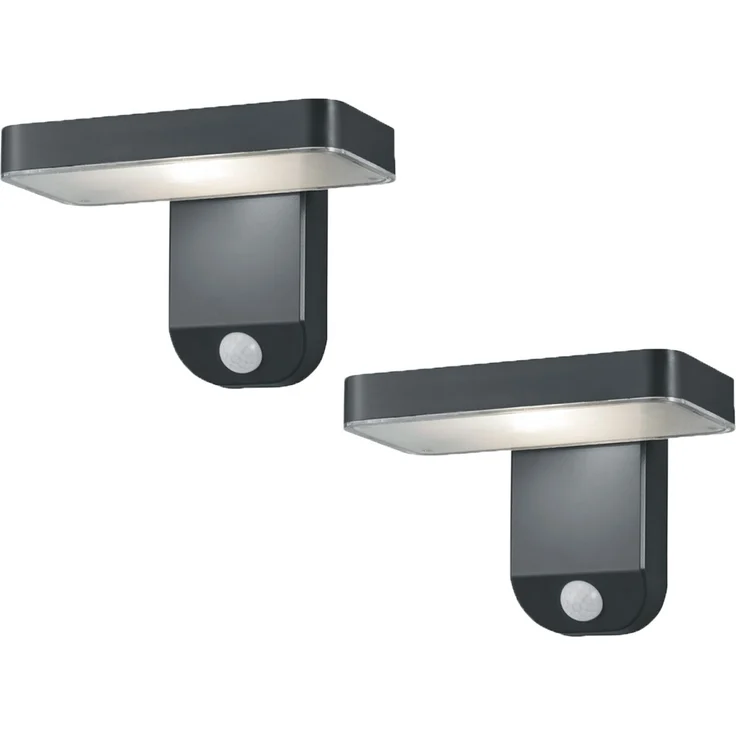 LED Solar Wandleuchte 2er Set Außenleuchten mit Bewegungsmelder in Anthrazit – Bild 2