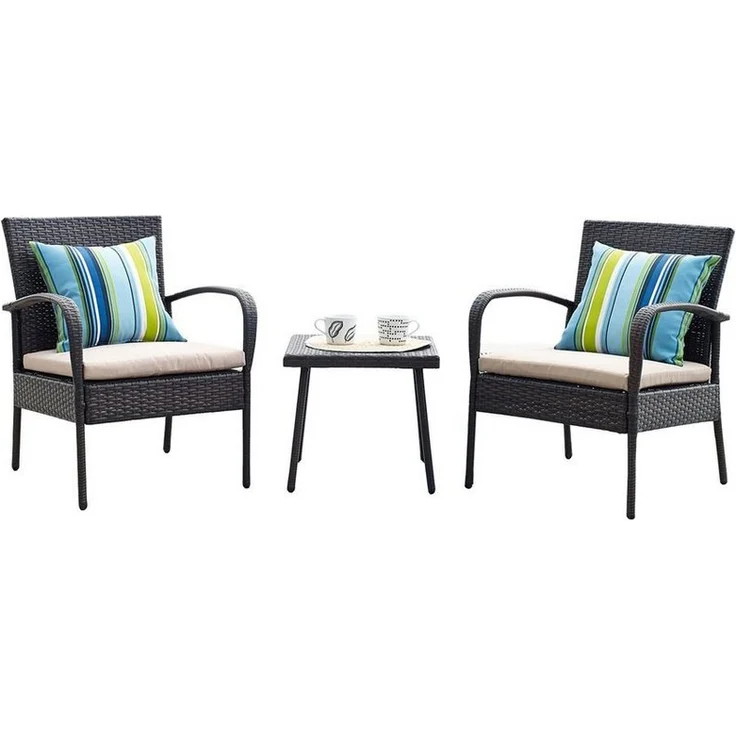 HTI-Line Balkonset Terrassenmöbel Neapel, (Set, 3-tlg, 2x Stühle, 1x Tisch, inkl. Auflagen), Loungemöbel Gartenmöbel – Bild 1