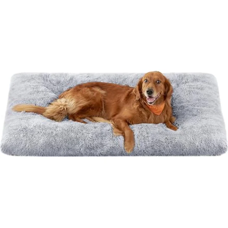 Feandrea Hundebett, Hundekissen, Flauschige Hundematte, Langer Plüsch, 140x100 cm, weiche Polsterung, waschbar, multifunktional, Ombré-Grau PGW205G01 – Bild 2