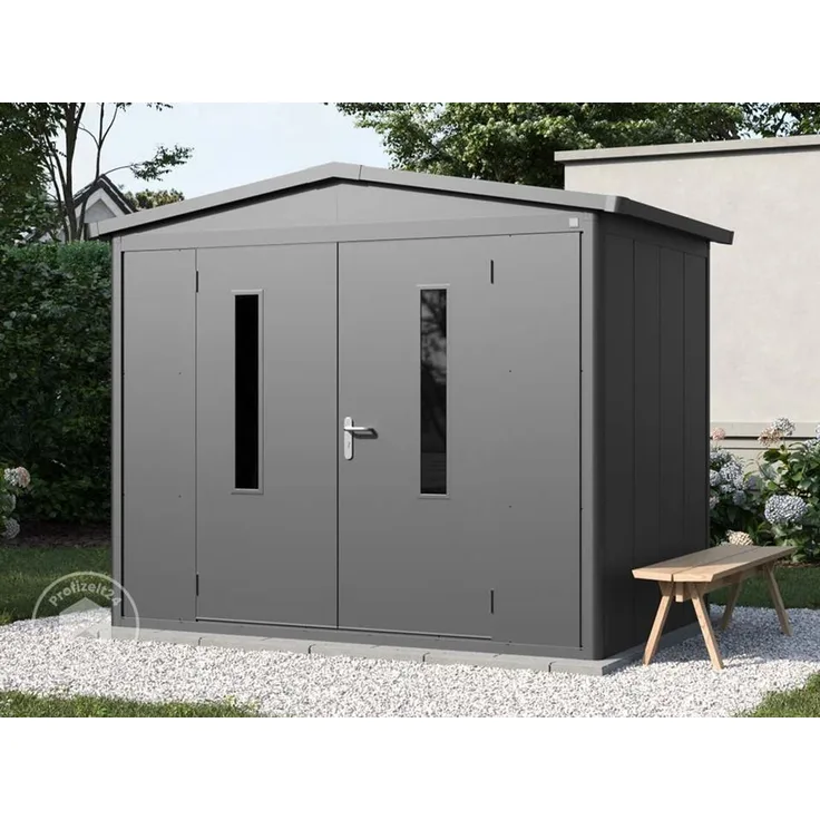GFP Primeyard Gerätehaus Metall Gartenhaus 263x180x231 cm Geräteschuppen Satteldach anthrazit