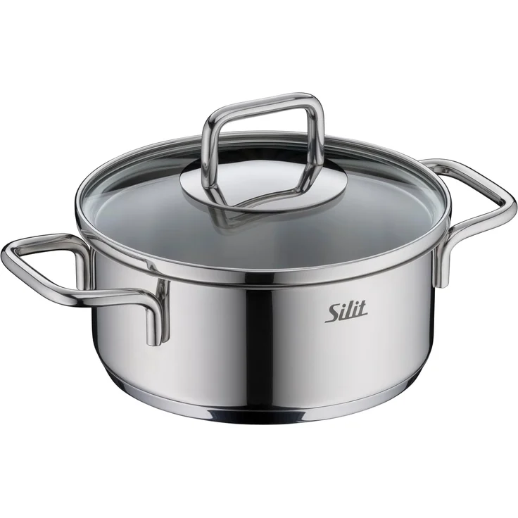 Silit Topf-Set Extra Cook Mini, Kochgeschirr-Set Induktion mit Glasdeckeln, stapelbar, Edelstahl 18/0 (Set, 8-tlg, 2 x Kochtopf 12/14cm, 2 x Bratentopf 12/14cm, 2 x Glasdeckel 12/14cm), SiliTherm Universalboden, breiter Schüttrand, spülmaschinengeeignet – Bild 7