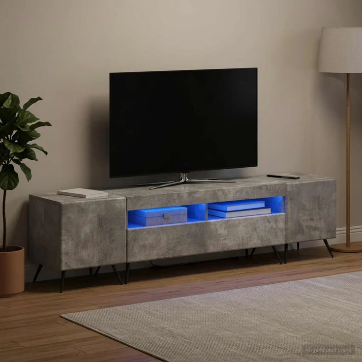 vidaXL LED-TV-Schrank BREDA 3 stk. Betongrau Holzwerkstoff 3416922 – Bild 3