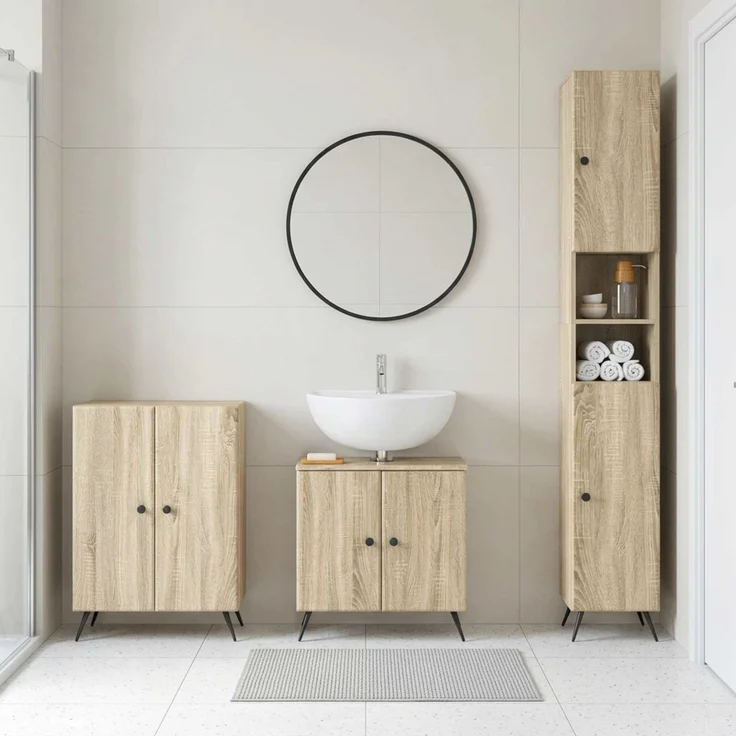 vidaXL 3-teiliges Badezimmer-Schranksystem BREDA Sonoma-Eiche 3417479 – Bild 1