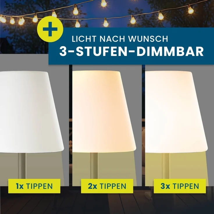 Hoberg XXL-Stehlampe für In- & Outdoor | 1,87 M große Lampe mit 3 einstellbaren Lichtintensitäten | Stimmungsvolle Standleuchte im zeitlos-modernen Design | IP-44 Wasser geschützt [schwarz, weiß] – Bild 3