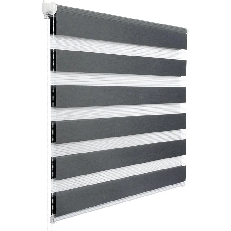 WOLTU Doppelrollo Klemmfix ohne Bohren Dunkelgrau 100x130 cm (BxH), Duo Rollo Zebrarollo Fensterrollo Klemmrollo Seitenzugrollo Easyfix lichtdurchlässig & verdunkelnd Rollos für Fenster und Tür – Bild 1