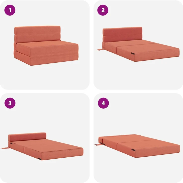 vidaXL Klappsofa Bett Rot-Orange 190 x 100 x 15 cm Cordstoff 900118 – Bild 6