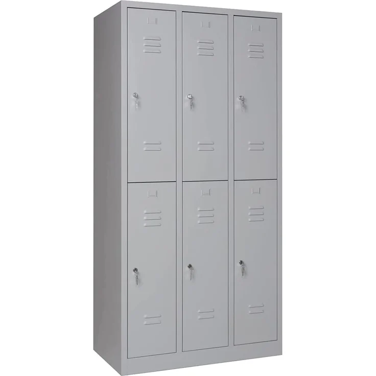 Garderobenschrank 6-türig grau / Drehriegel – Bild 5