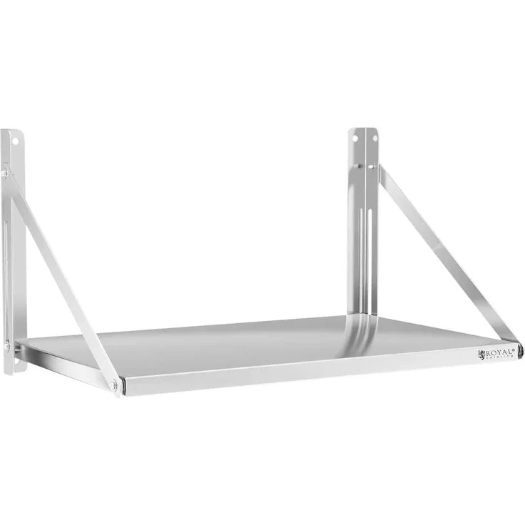 Royal Catering Hängeregal Wandbord klappbar 40 kg Wandregal 80x45 cm Edelstahl Küchenregal