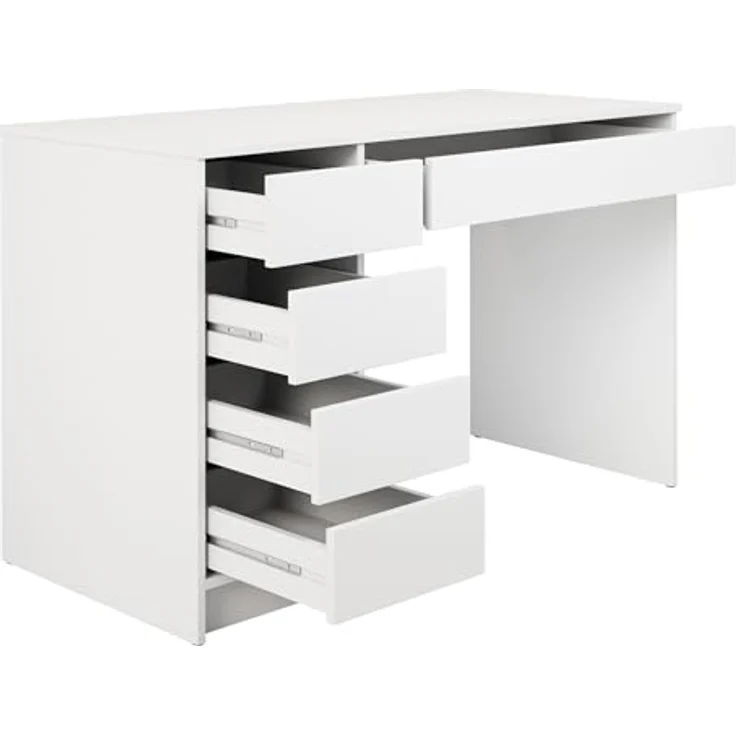 Mirjan24 Schreibtisch 'Ada' Schubladen beidseitig montierbar, 75 x 55 x 120 cm Weiß – Bild 6
