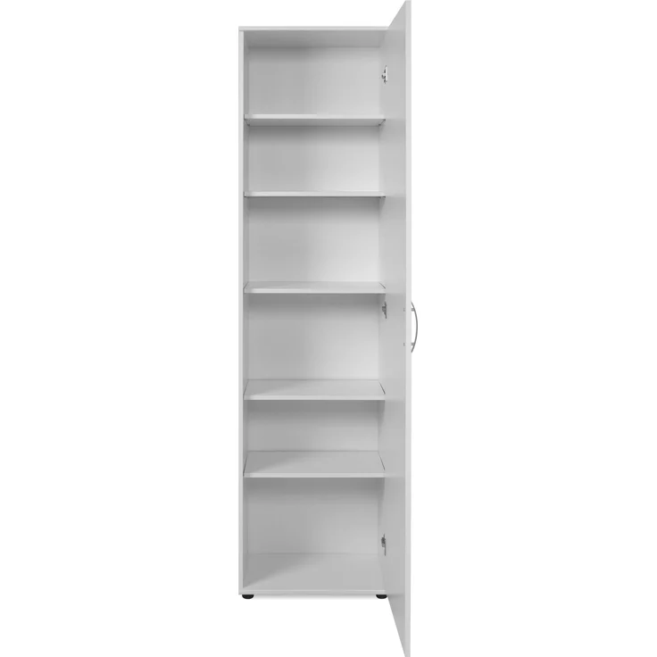 Garderobenschrank >Andy< 1 Tür, 5 Böden, in Weiß - 50x187x34cm (BxHxT) – Bild 4