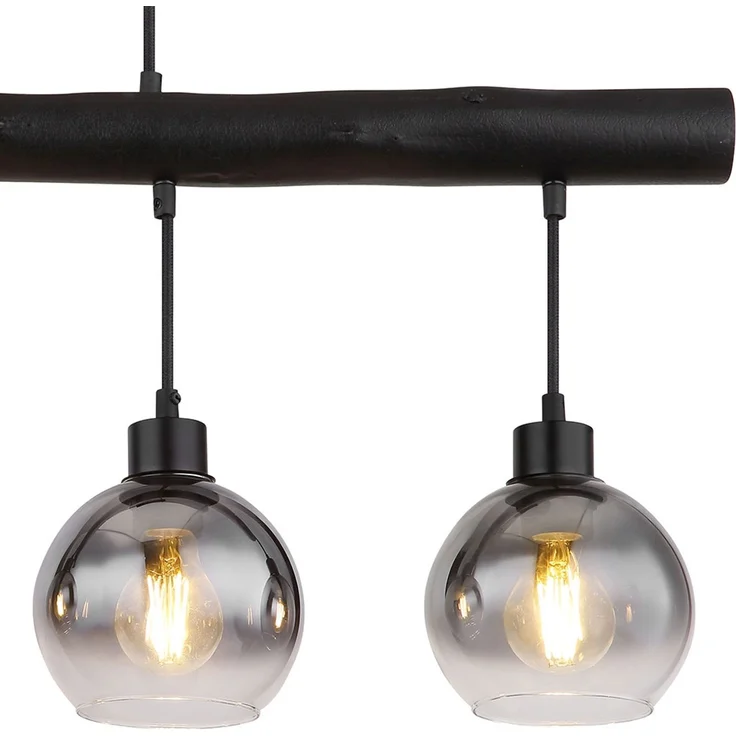 LED Hängeleuchte, Glas rauch, schwarz, Höhenverstellbar, L 85 cm – Bild 8