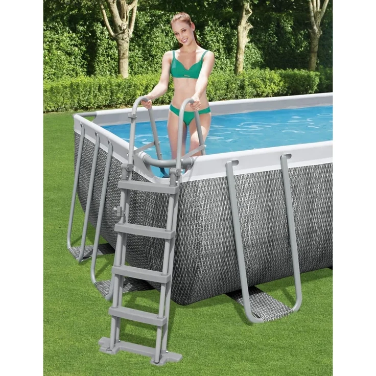 Bestway 'Flowclear' Poolleiter, 4 Stufen, für Pools bis 122 cm Höhe, Metall/Kunststoff Grau – Bild 2