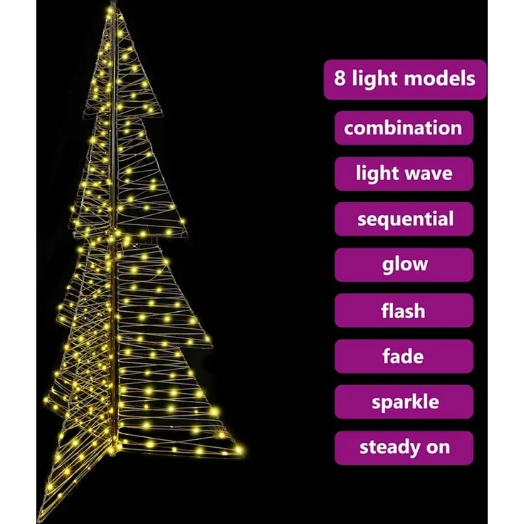 vidaXL Weihnachtsbaum Warmes Weiß 180 cm Rattan 240 LEDs 42019222 – Bild 9