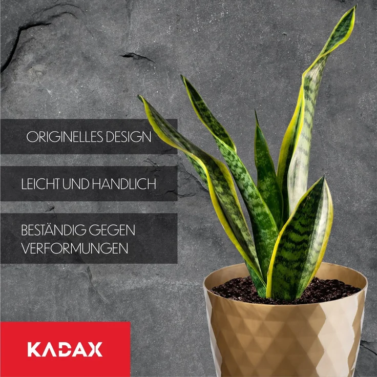 KADAX Kunststoff-Blumentopf mit Ständer, Blumenabdeckung, 20 cm, Gold – Bild 6
