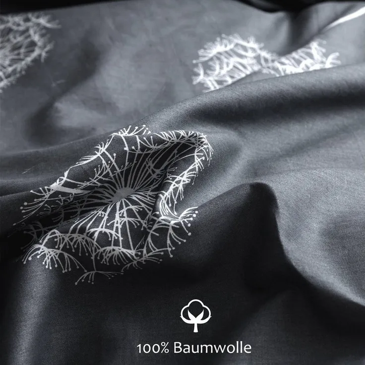 KEAYOO Bettwäsche QCJY, Baumwolle, 4 teilig, Baumwolle, Mit Reißverschluss, Mit Pusteblume Muster