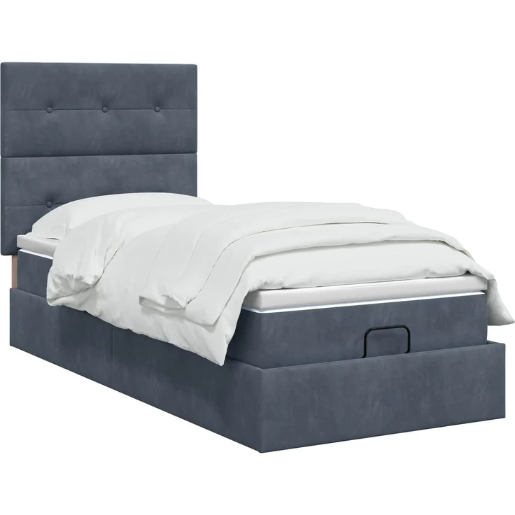vidaXL Ottoman-Bett mit Matratze und LED Dunkelgrau 90 x 200 cm Samt 3458278 – Bild 3