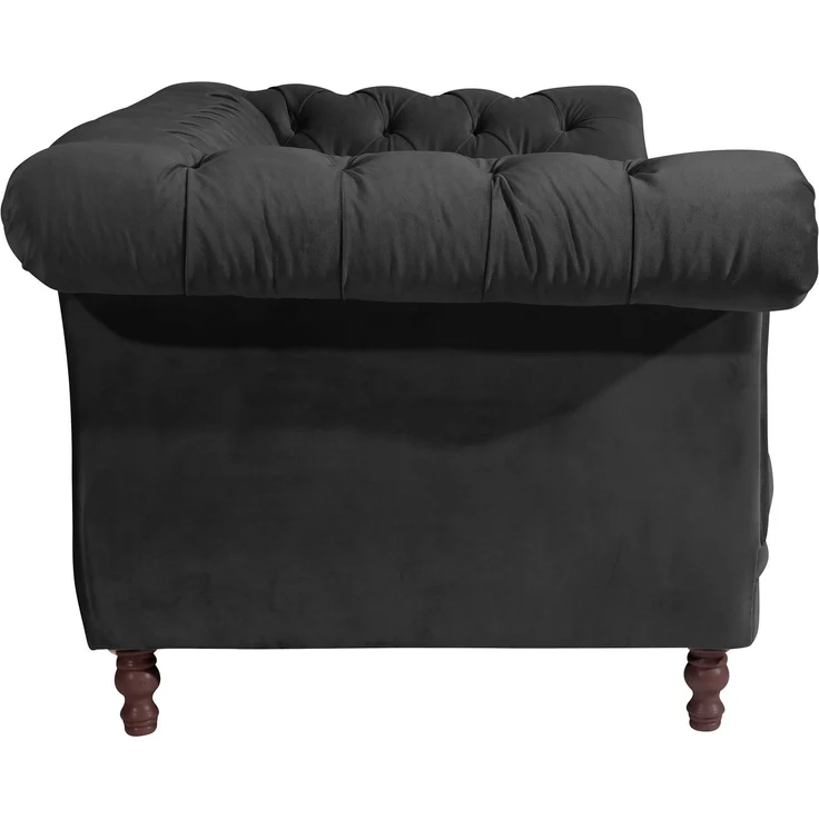 Chesterfield Sofa 2-Sitzer Kaylin Samtvelours schwarz – Bild 3