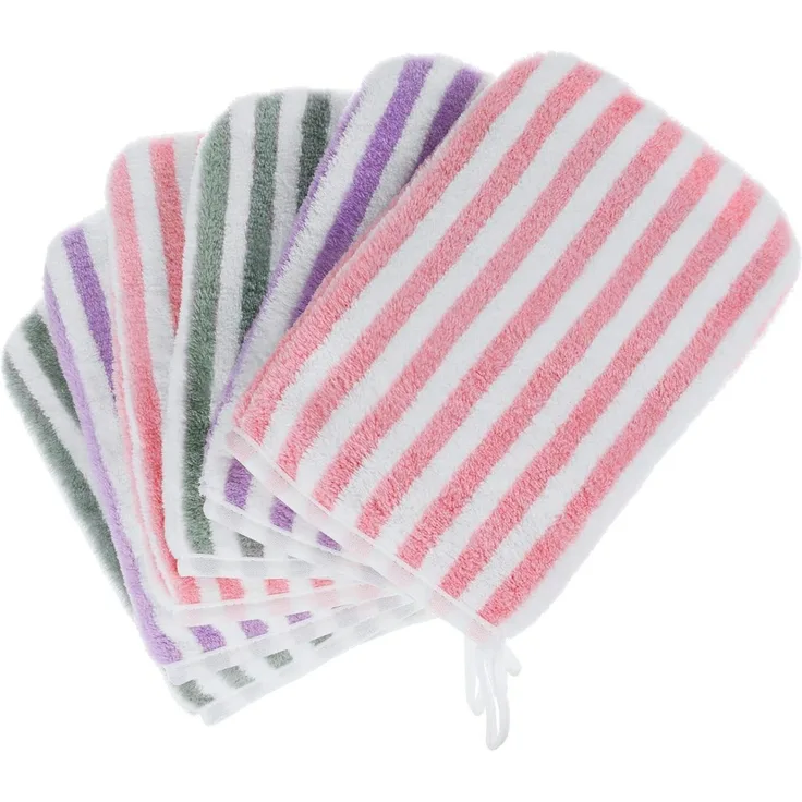 PHOGARY 6 Waschlappen Coral Fleece Waschhandschuh 13x20cm 3 Farben