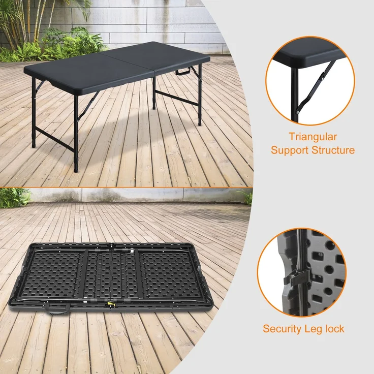 Abrihome Gartentisch 25 cm höhenverstellbar mit 135 kg Tragkraft, Schwarz, 74x61x125 cm – Bild 4