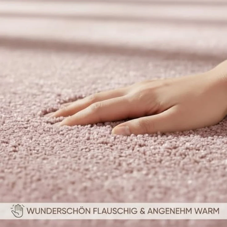 Jimri Moderner Teppich Wohnzimmer – Weich, Strapazierfähig & Pflegeleicht – Einfarbig Rosa, Rund & Rechteckig – Hochwertige Verarbeitung – Oeko-TEX Zertifiziert – Rosa, Rund 200 cm – Bild 6