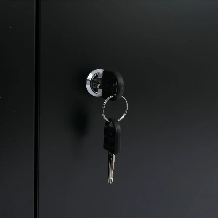Aktenschrank HWC-O89, Stahlschrank Büroschrank, Rollen Türen Schubladen abschließbar Metall 116x90x40cm ~ schwarz – Bild 4