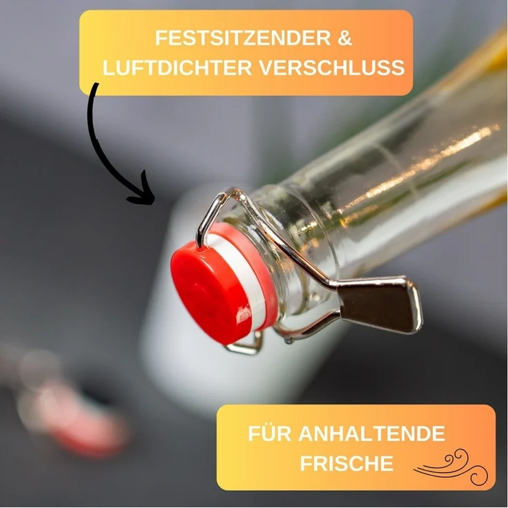 Thiru Flaschenverschluss 3er Set mit Hebel und Silikondichtung aus rostfreiem Stahl, (3-tlg), mit Silikondichtung & Hebel zum Verschließen von Kronkorkenflaschen – Bild 2