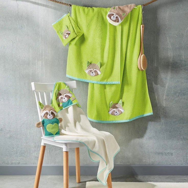 Erwin Müller Waschhandschuh Kinder-Waschhandschuh "Waschbär" 2er-Pack, (2-St), Walk-Frottier Uni – Bild 4