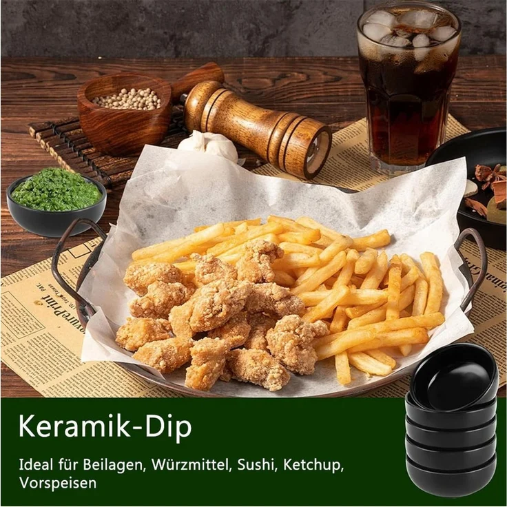 TUWENA Dipschale 6 Stück Kleine Dip Schälchen, Sushi Sojasauce Schälchen, Snackschalen – Bild 3