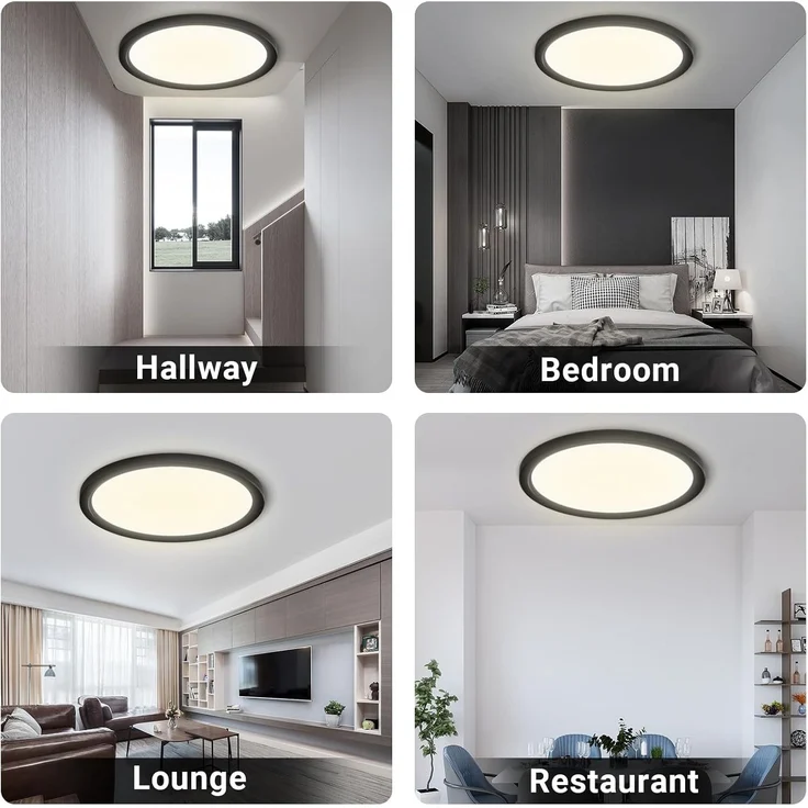 LQWELL® Deckenleuchte LED Deckenlampe, IP44 Wasserfest Badlampe Rund Flach 23W 4000K 2600LM Modern Schlicht Lampe Dünn für Wohnzimmer Badezimmer Schlafzimmer Küche Balkon Keller Büro, 300 * 25mm – Bild 7