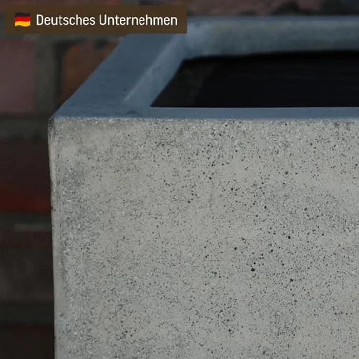 VIVANNO Pflanzkübel Fiberglas BLOCK Säule, Grau Beton-Design 30x30x60 cm – Bild 6