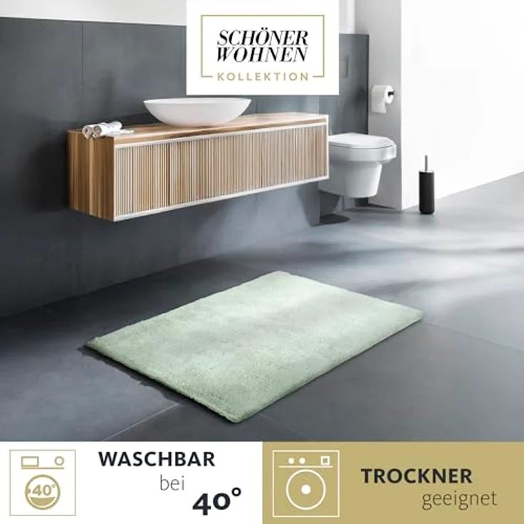 SCHÖNER WOHNEN-Kollektion Badematte Bahamas Uni, Höhe 30 mm, fußbodenheizungsgeeignet, Baumwolle, rechteckig, beidseitig verwendbar – Bild 3