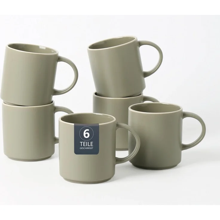 OTTO home Becher Kaffeebecher Ylvii, 6er Set, 6-tlg, Steinzeug, spülmaschinenfest und mikrowellengeeignet, 350 ml – Bild 5