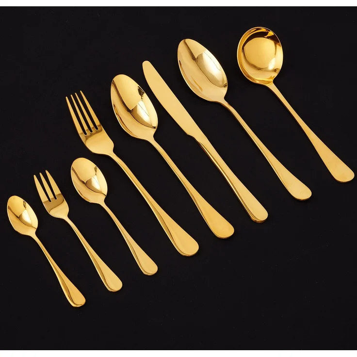 Brixy Besteckset - Gold - 39-teilig - 6 Personen Besteck - Mehrere Gänge - Messer/Löffel/Gabel - Edelstahl - Gold – Bild 2