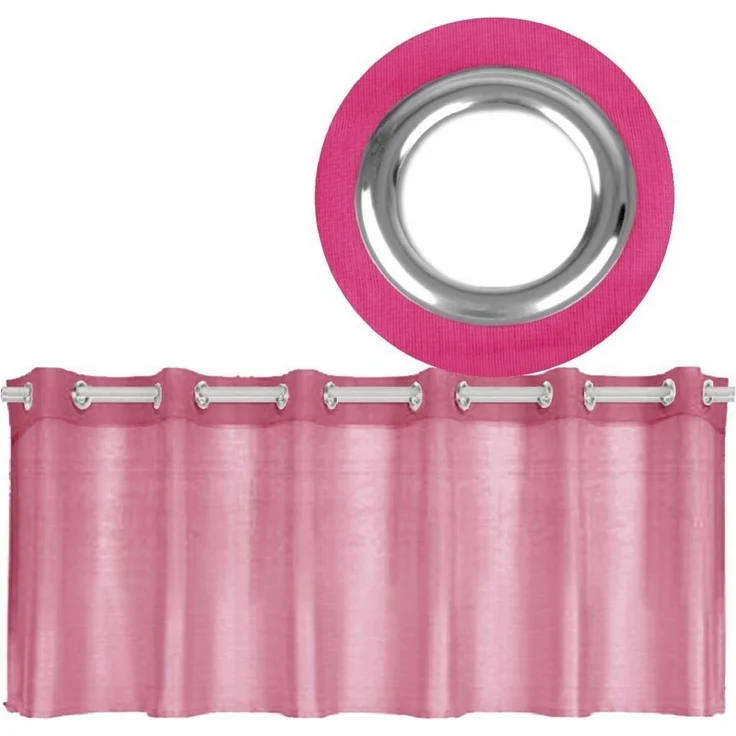 Ösen-Bistrogardine in B160cm x L45cm, transparente uni Scheibengardine Voile in vielen verschiedenen Farben erhältlich (pink - fuchsia) – Bild 1