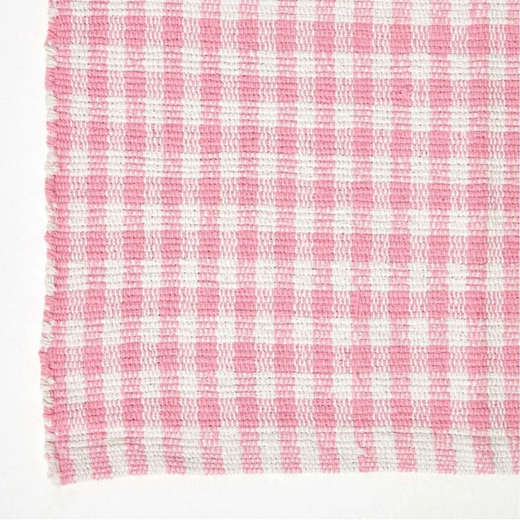 Homescapes Teppich Webteppich rosa-weiß kariert – Baumwollteppich Vichy-Karo, 60x90 cm, Höhe: 20 mm – Bild 2