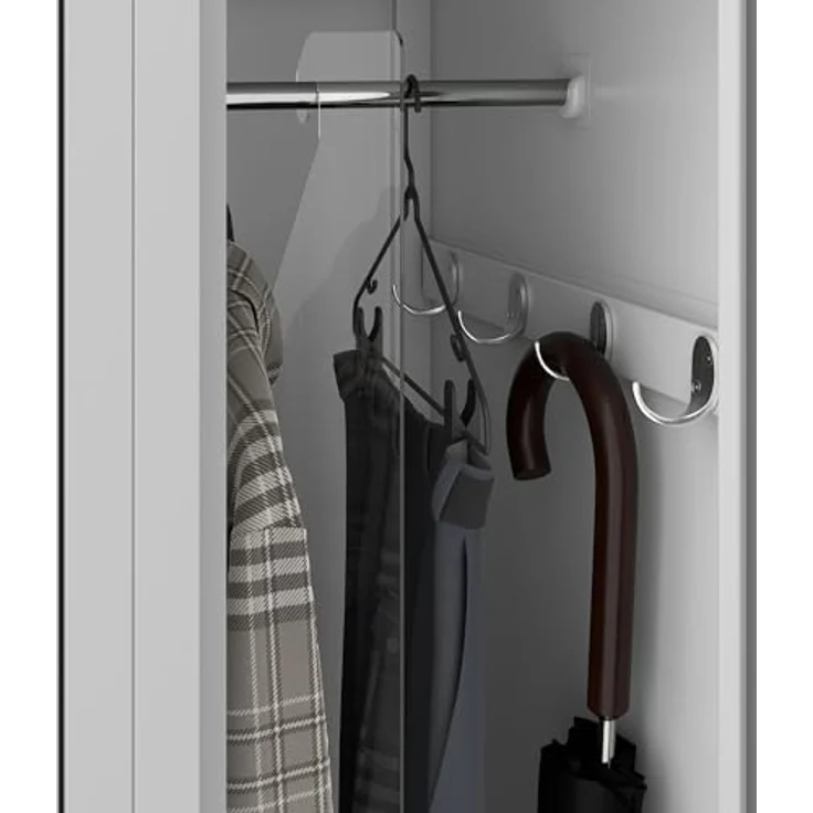 Jan Nowak Spind Schrank, Kleiderschrank, Metallschrank, Schließfachschrank | 2 Abteile mit Kleiderstange, Lüftungsschlitze, Trennwände, 4 Kleiderhaken pro Abteil | 180 x 60 x 50 cm, Grau – Bild 16