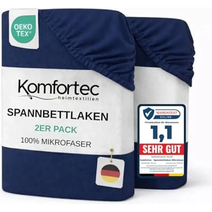 Komfortec Spannbettlaken Boxspringbett bis 15cm - 30cm Matratzenhöhe, Mikrofaser, Gummizug: Rundum, (2 Stück) – Bild 1