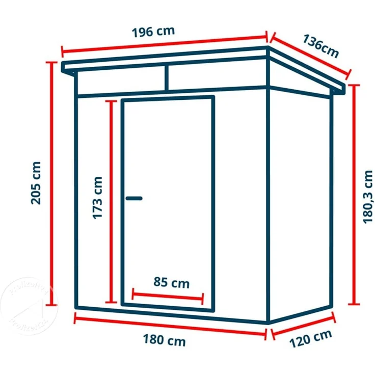 GFP Primeyard Gerätehaus Metall Gartenhaus 180x120x205 cm Geräteschuppen Satteldach anthrazit – Bild 10