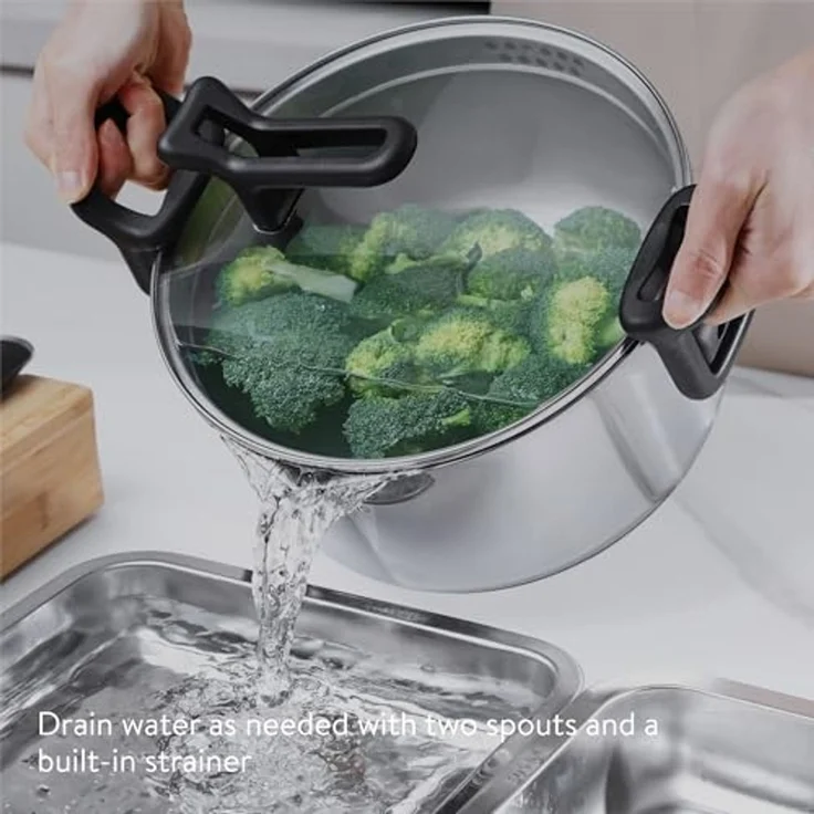 Navaris Kanne Edelstahl Kochtopf 5,3L - Induktionstopf mit Deckel - Kochtopf groß, (1-St) – Bild 3