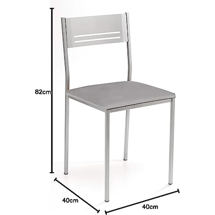 ASTIMESA Zwei Küchenstühle aus Metall, quadratisch, Kunstleder, Grau – Bild 4