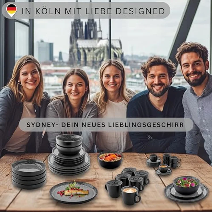 Sänger Sydney Kombiservice, 30-teiliges Geschirrset aus kratzfester Keramik in Grau, pflegeleicht für Essen & Trinken – Bild 6