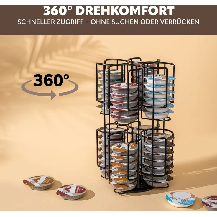 Kapselständer für Tassimo, Kapselspender für bis zu 64 Kapseln, 360° drehbar, Kapselhalter, schwarz – Bild 5